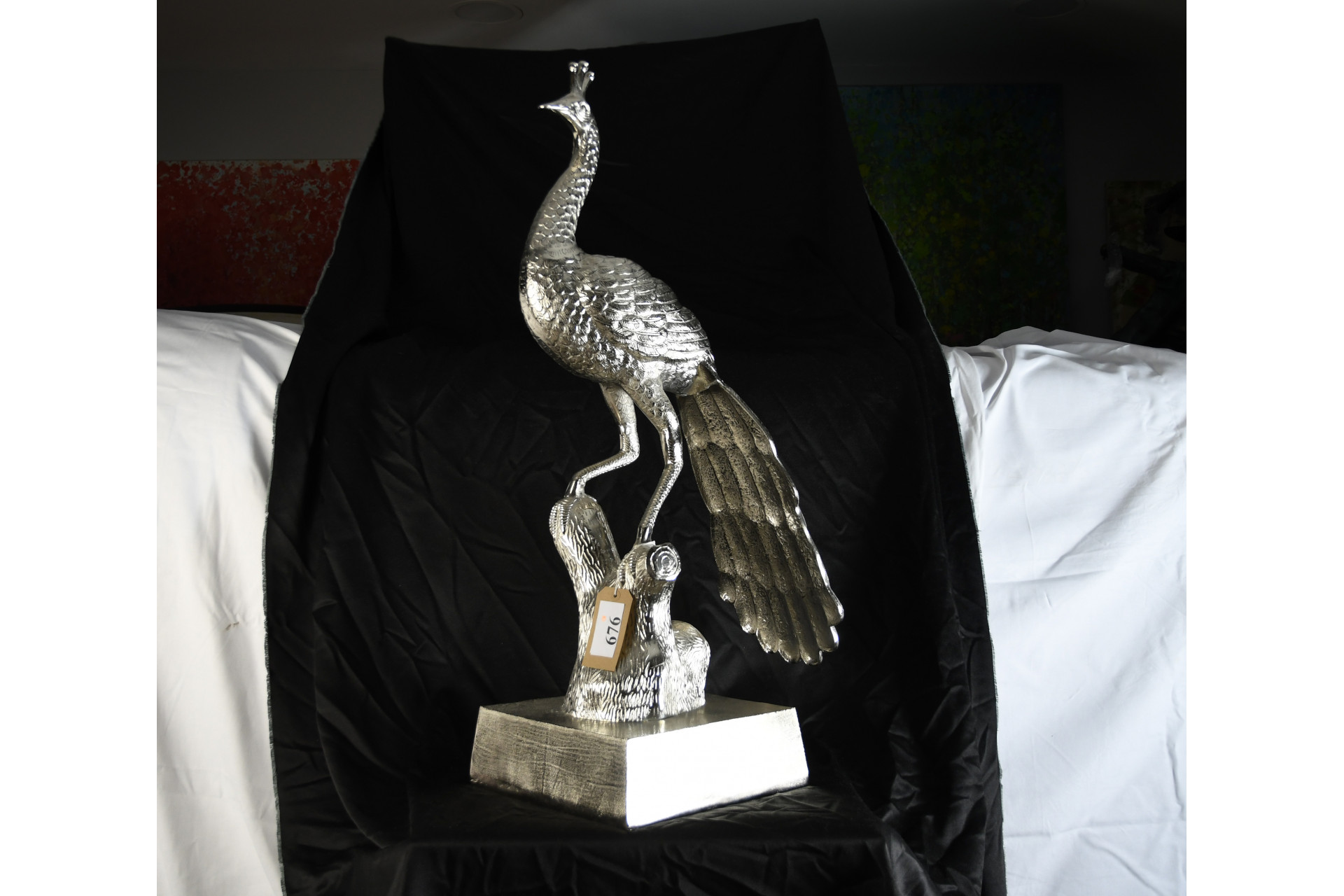Large Metal Peacock Figure