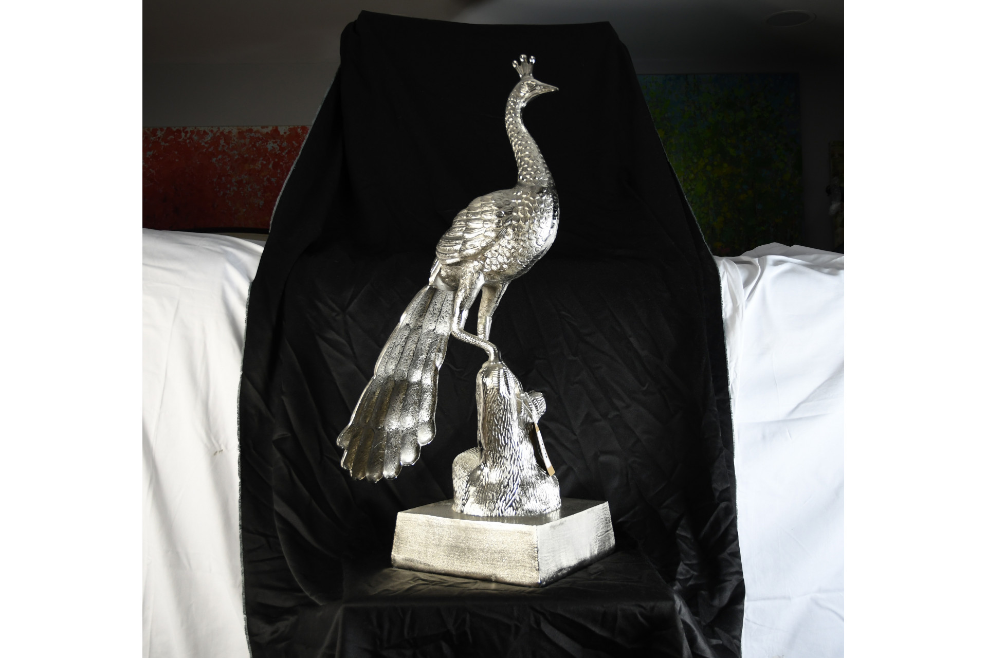 Large Metal Peacock Figure