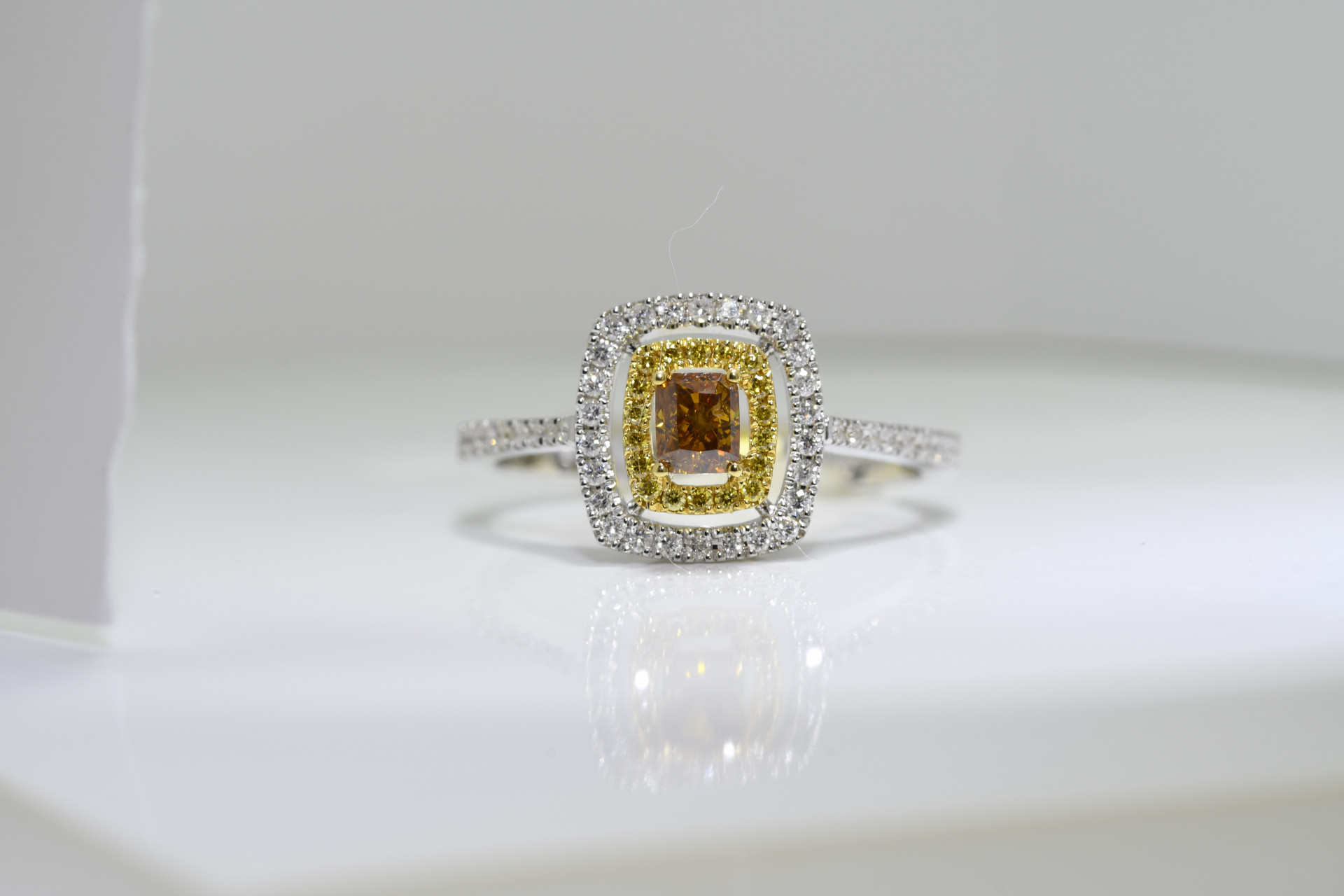 Square Cognac Diamond Ring