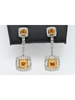 Cognac, White & Yellow Diamond Earrings