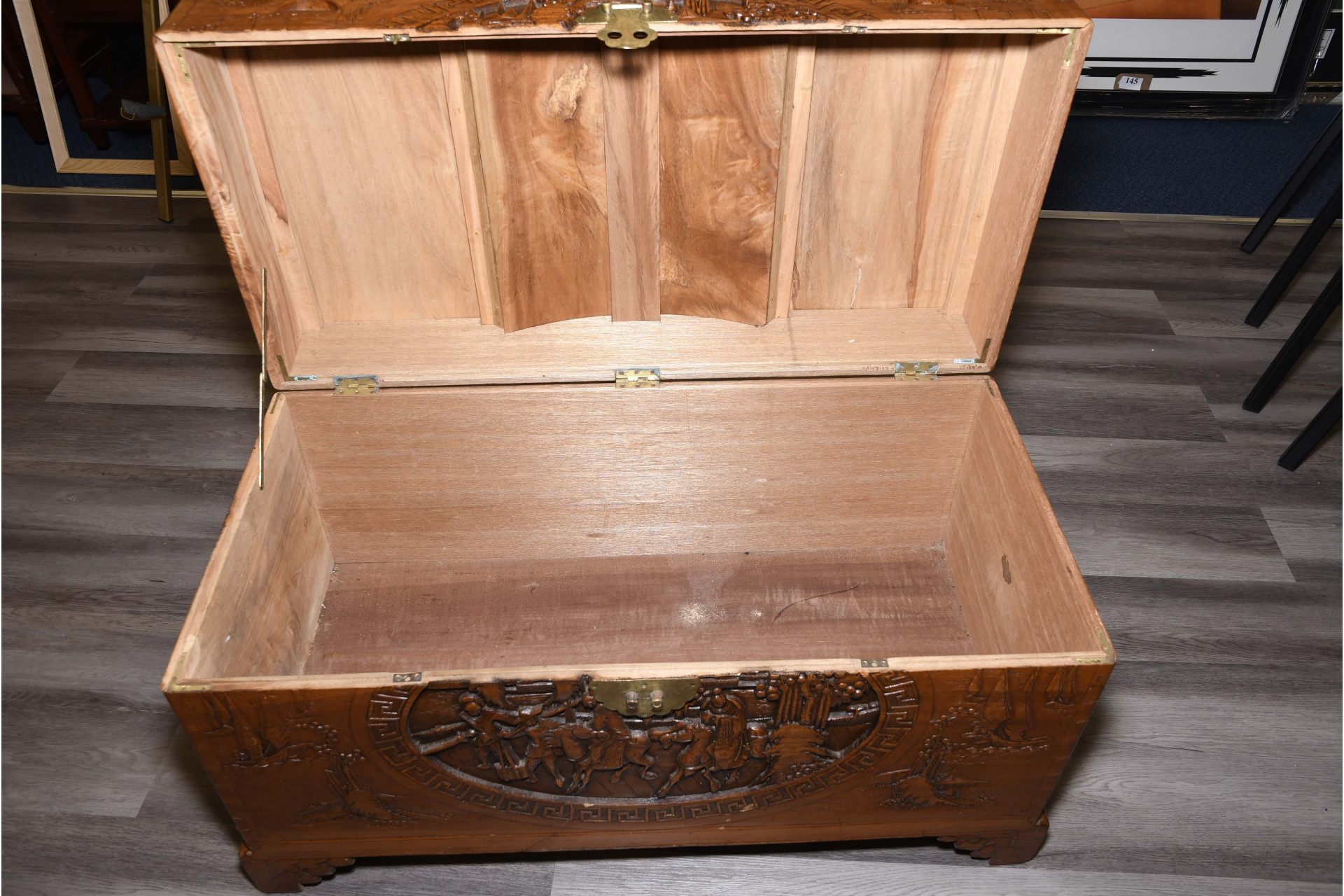Wooden Hand Carved Oriental Chest