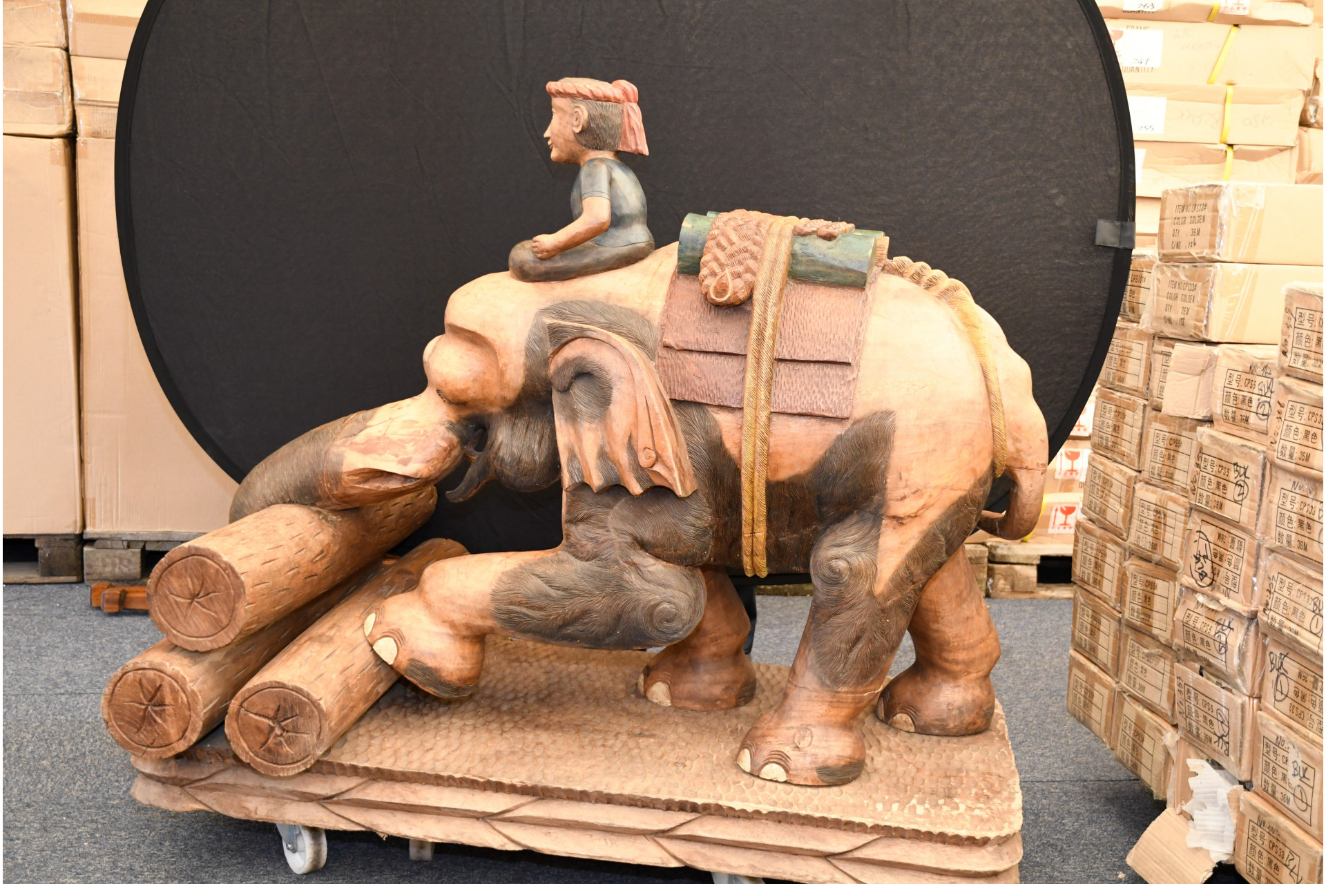Wooden Elephant and Boy