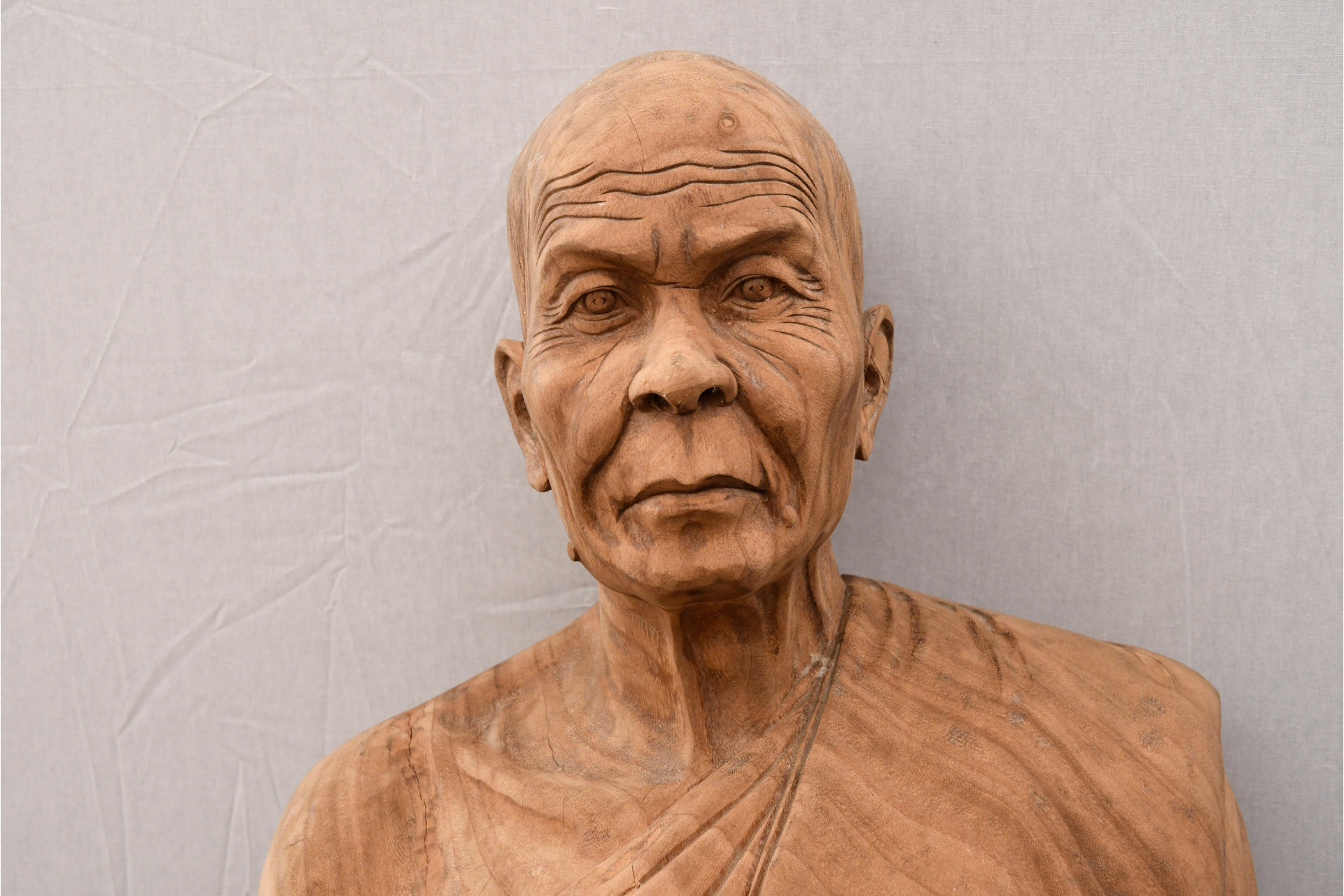 Life Size Hand Carved Teak Monk