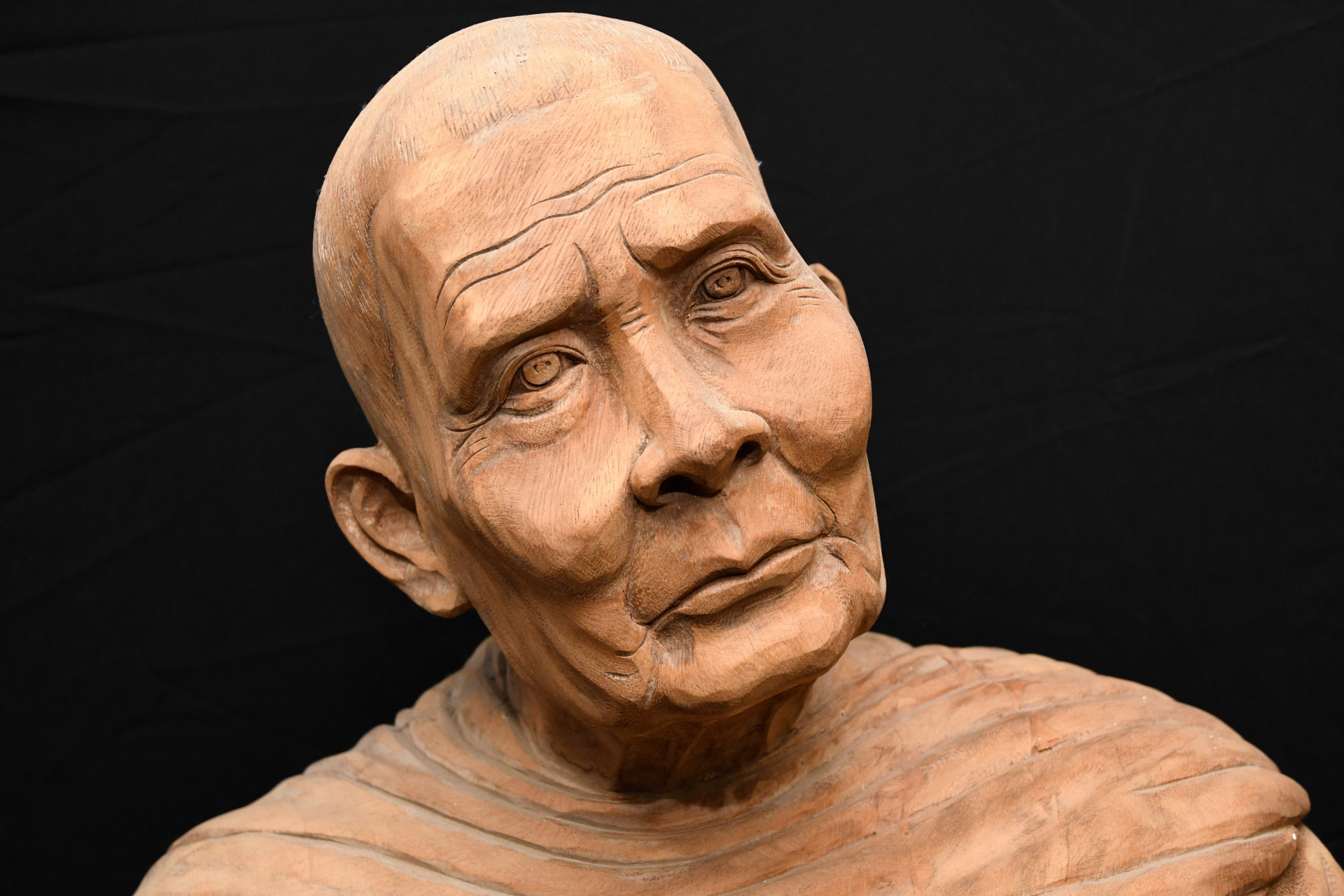 Lifesize Wood Monk Carving