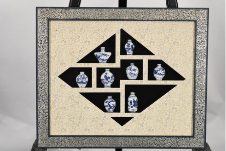 Framed Set of Porcelain Vases