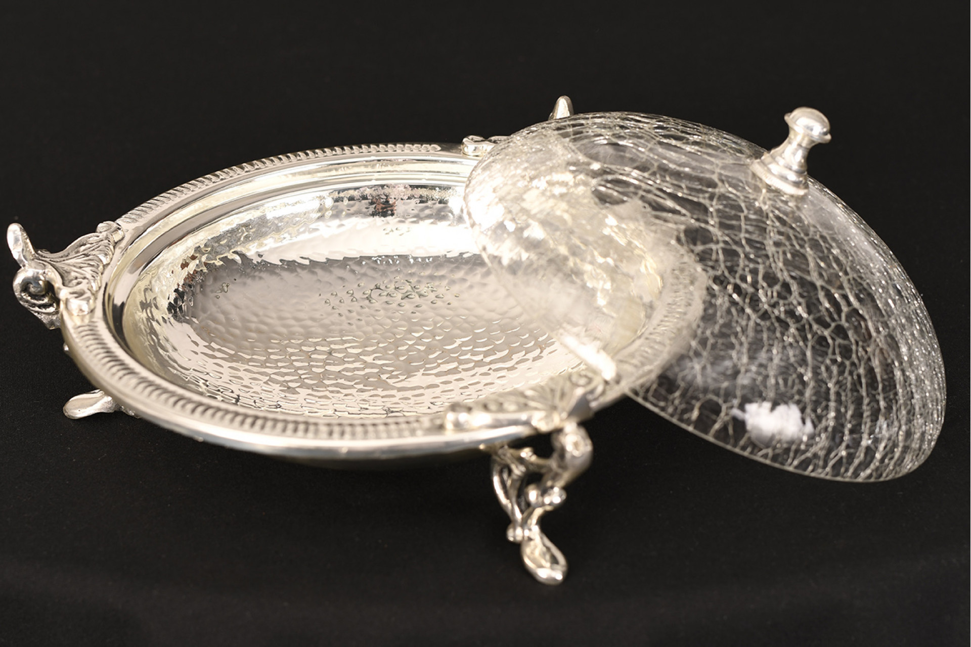 Silver Bowl with Glass Lid