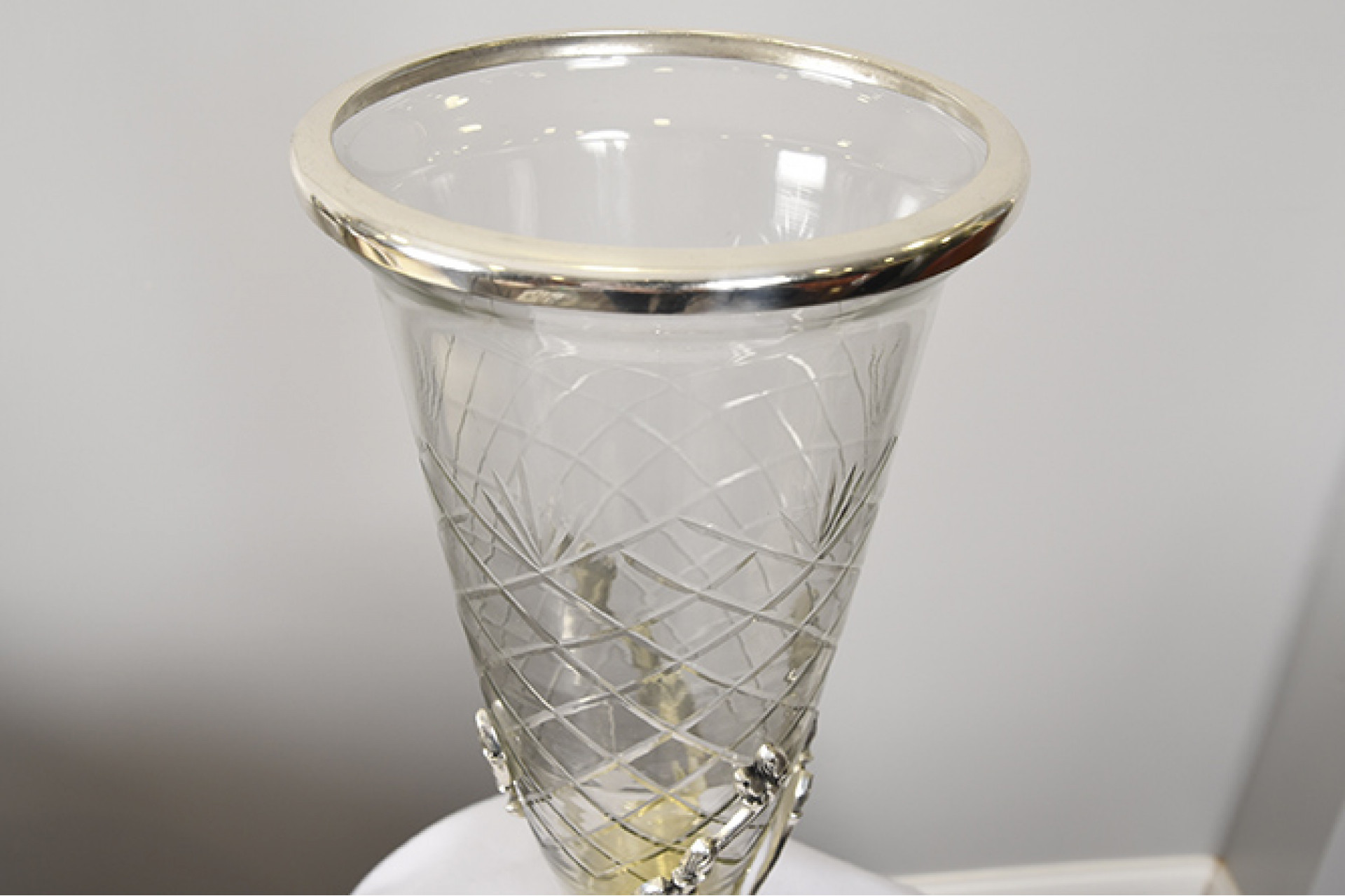 Glass Vase with Chrome  Stand
