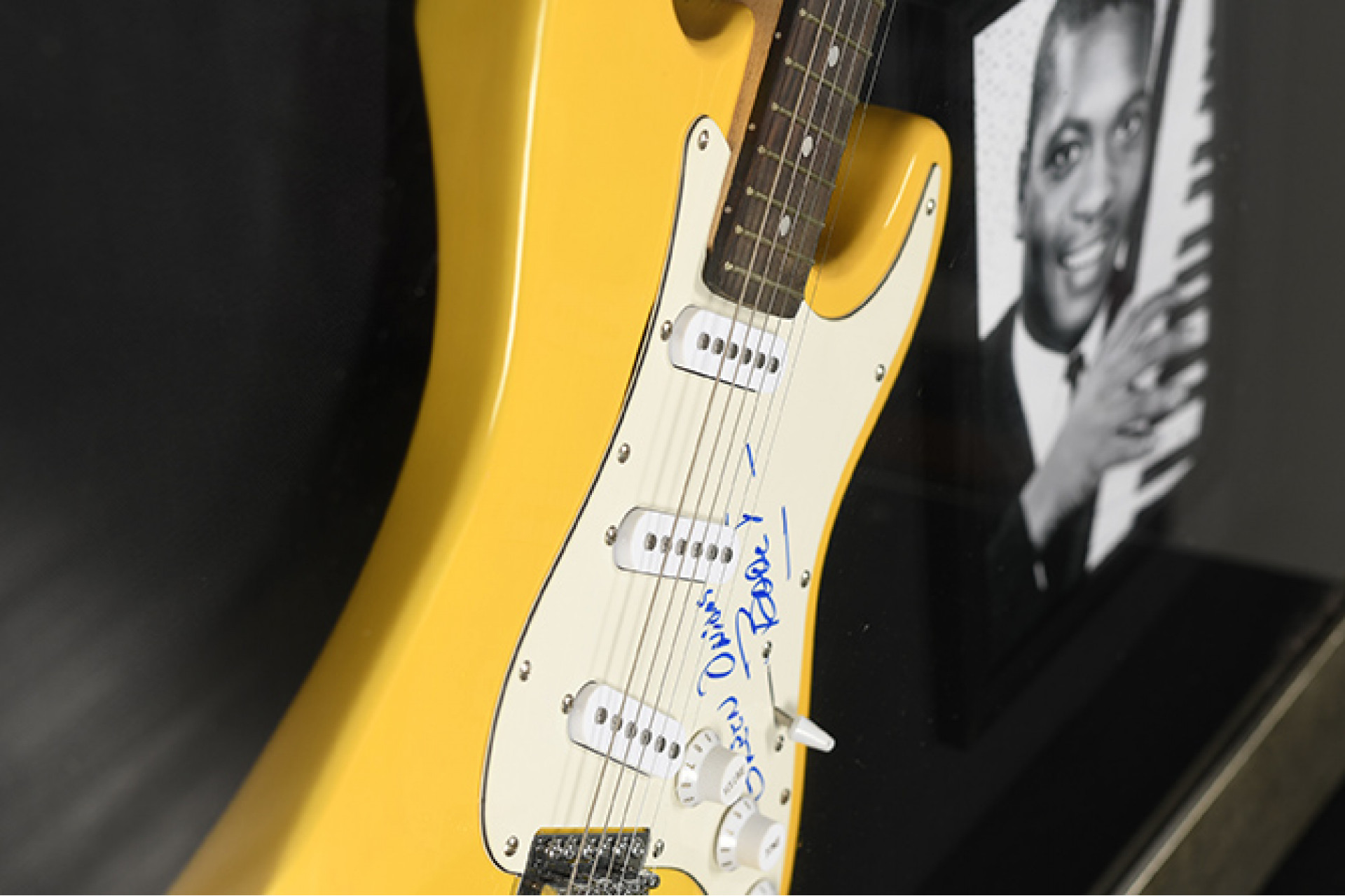 Framed Guitar with Authenticated Booker T signature