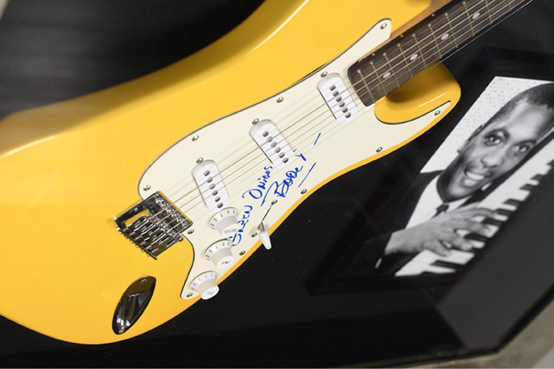 Framed Guitar with Authenticated Booker T signature