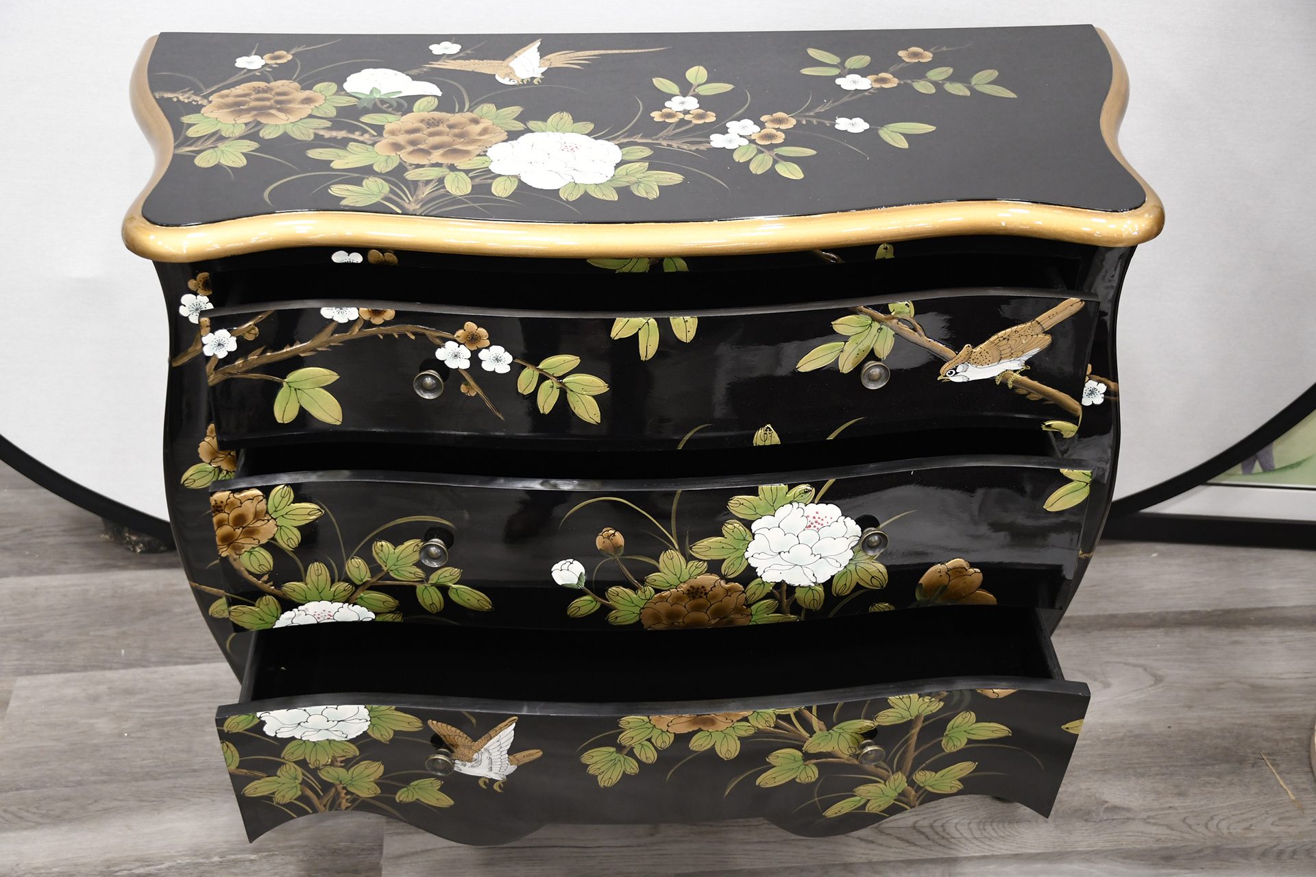 Black and Gold Hand Painted Chest
