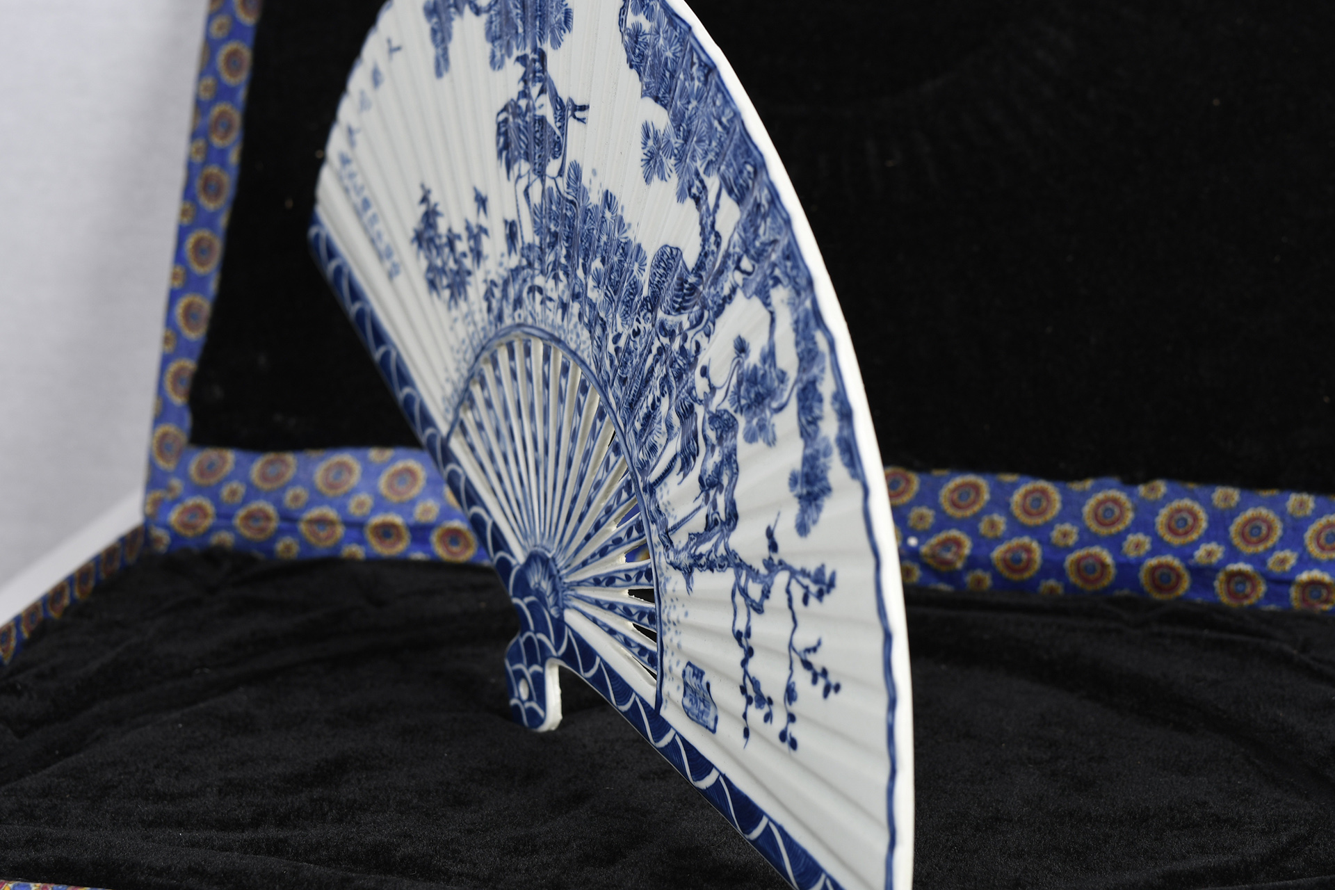 Blue and White Porcelain Fan