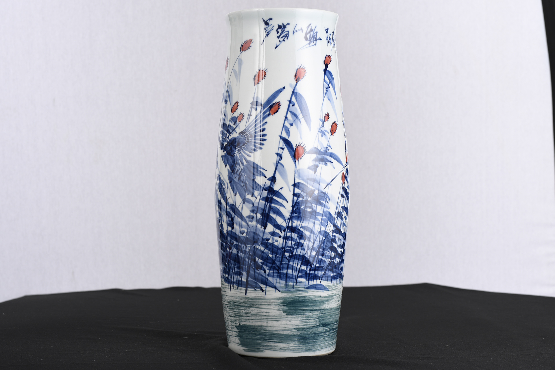 White and Blue Hand Made Chinese Art Vase