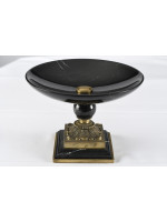 Heavy Black Marble Dish on Brass Stand
