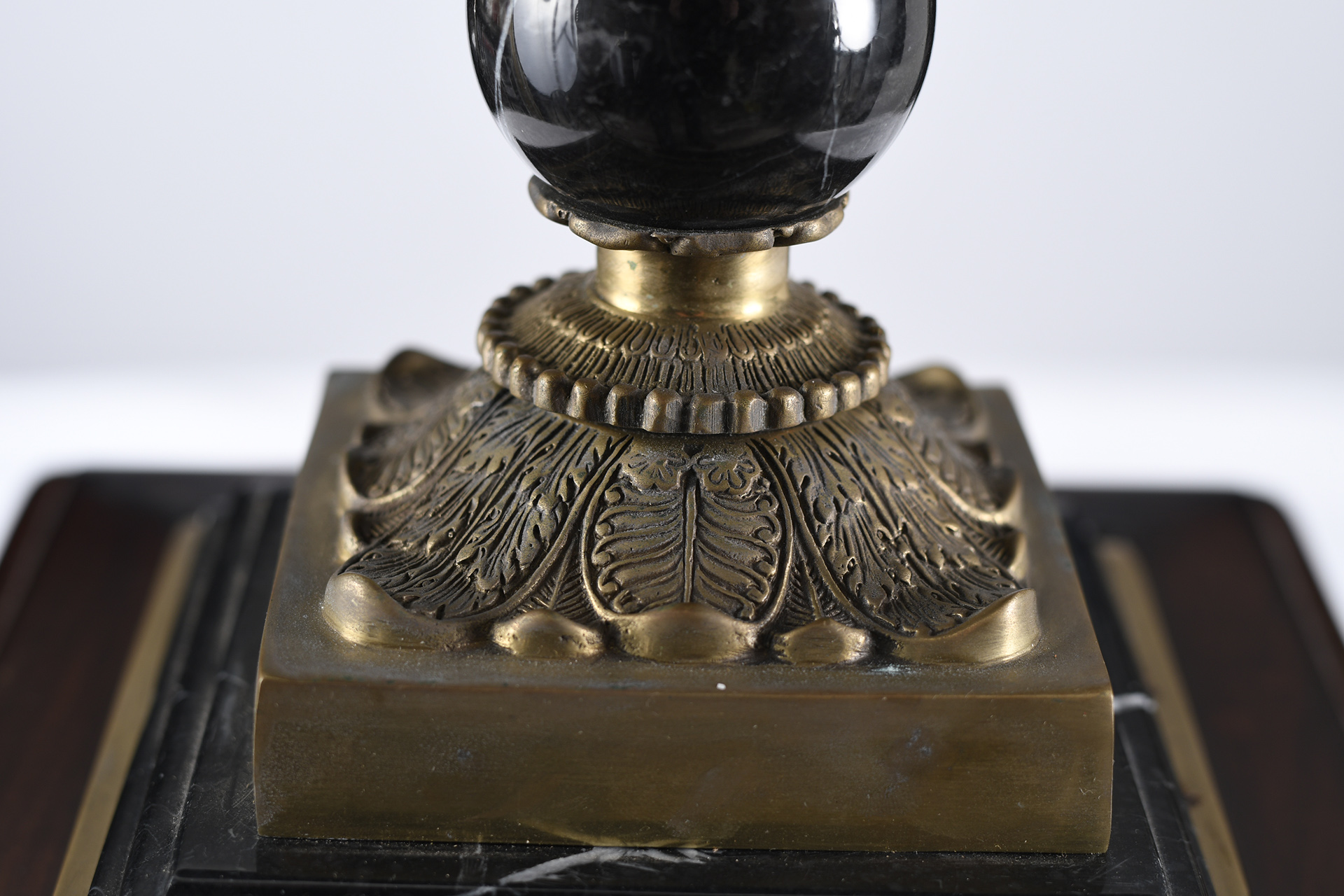 Heavy Black Marble Dish on Brass Stand
