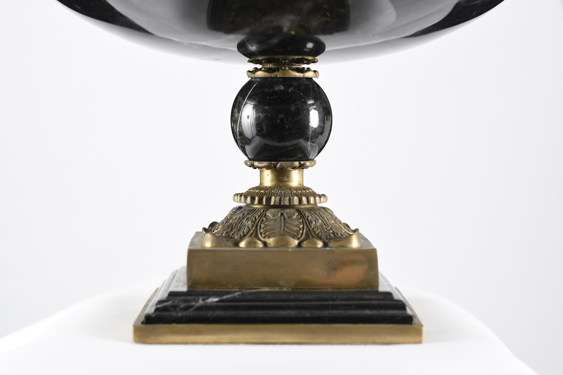 Heavy Black Marble Dish on Brass Stand