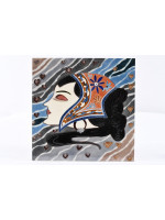 Set of 5 Oriental Embossed Porcelain Art Plaques