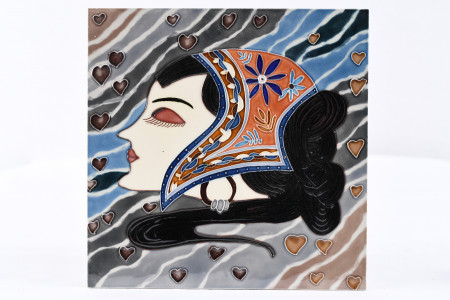 Set of 5 Oriental Embossed Porcelain Art Plaques