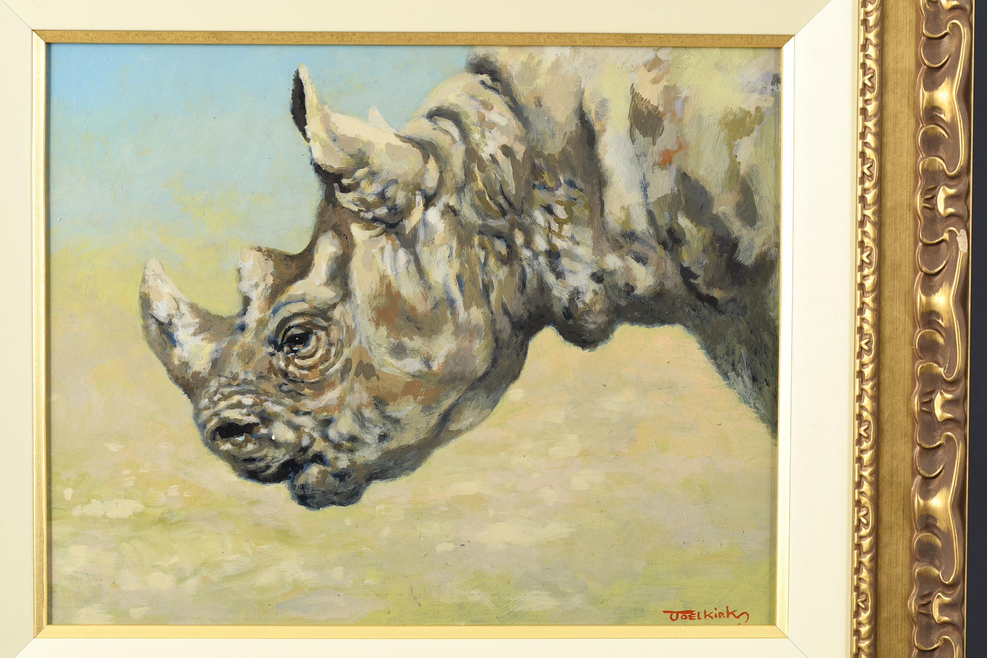 Original Oil Painting by Joel Kirk "White Rhino"