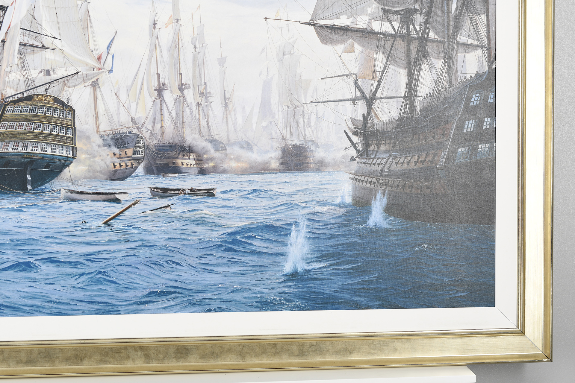 Framed Limited Edition on Canvas by World Renowned Marine Artist Steven Dews "The Battle of Trafalgar"