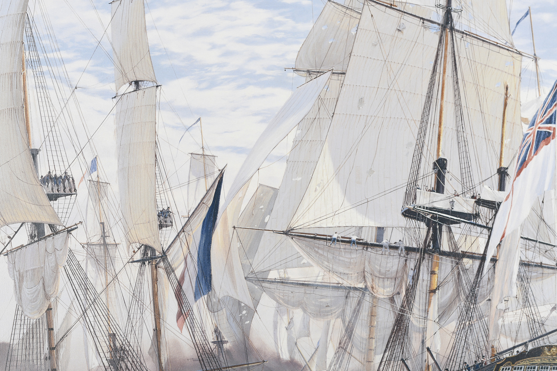 Framed Limited Edition on Canvas by World Renowned Marine Artist Steven Dews "The Battle of Trafalgar"