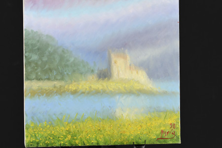 Original Oil on Canvas titled "Castello Della Scozia" by Artist Italian Roberto Masia