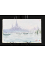 Oil on Canvas Gondolas in Venice by Roberto Masia