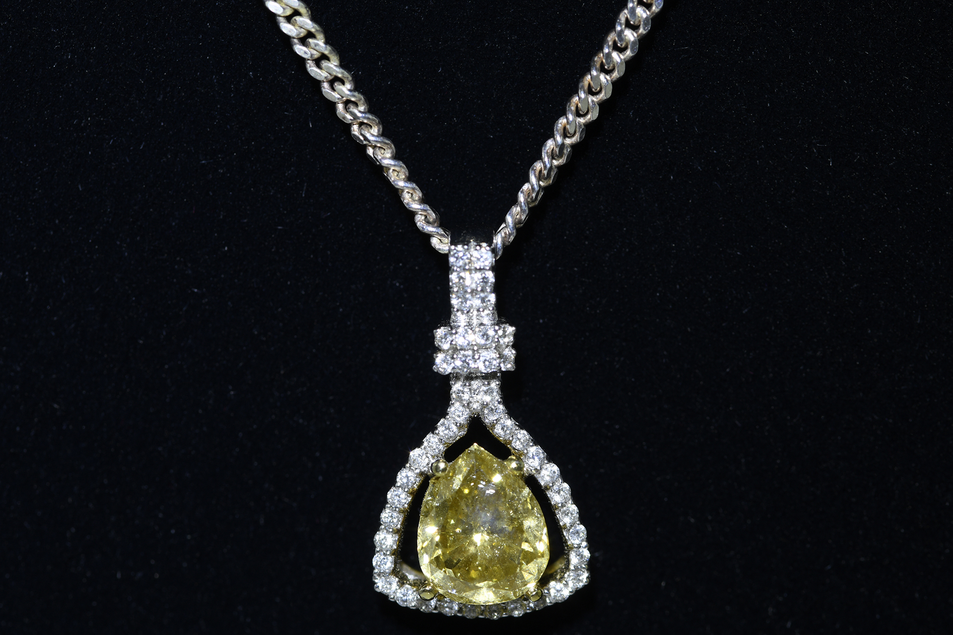 Diamond Pendant with 1.46 carat Pear Shaped Solitaire Coloured Diamond