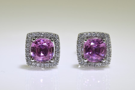 Pink Sapphire & diamond Earrings