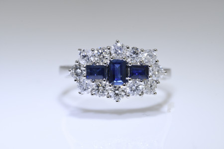 Blue Sapphire & Diamond Ring