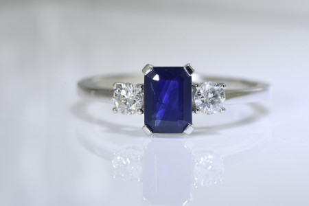 Blue Sapphire & Diamond Ring