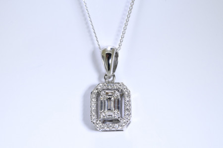 Diamond Baguette Pendant Set in 18 carat Gold.