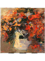 Impressionist Oil on Canvas Vase of Flowers