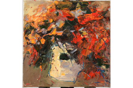 Impressionist Oil on Canvas Vase of Flowers