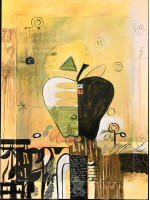 Large "Big Apple" Multimedia Art on canvas.
