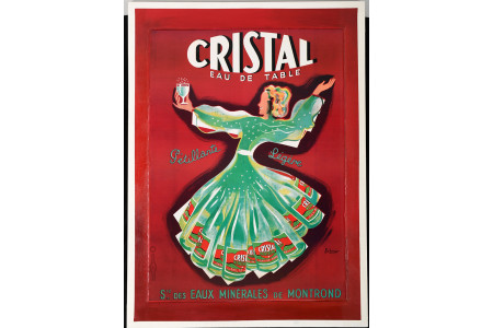 Large "Cristal Eau de Table" Mixed Media on Canvas with Original Oil Work.