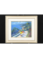 Original Pastel Painting by Perot "A View From the Med"